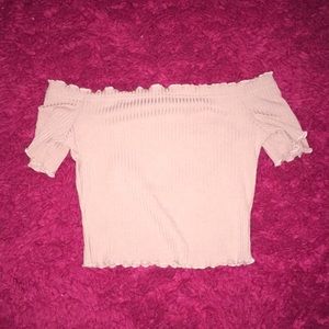Pink off the shoulder crop top